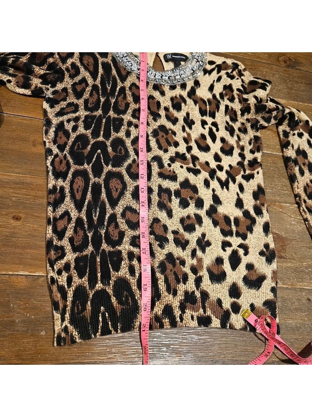INC Women's Tight-Knit Animal Print Jeweled Neckline Pullover Sweater Size S - Picture 10 of 11